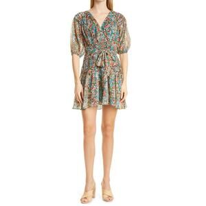 Ted Baker Tiania Floral Smocked Panel Tie Waist Wrap Puff Sleeve Mini Dress 4